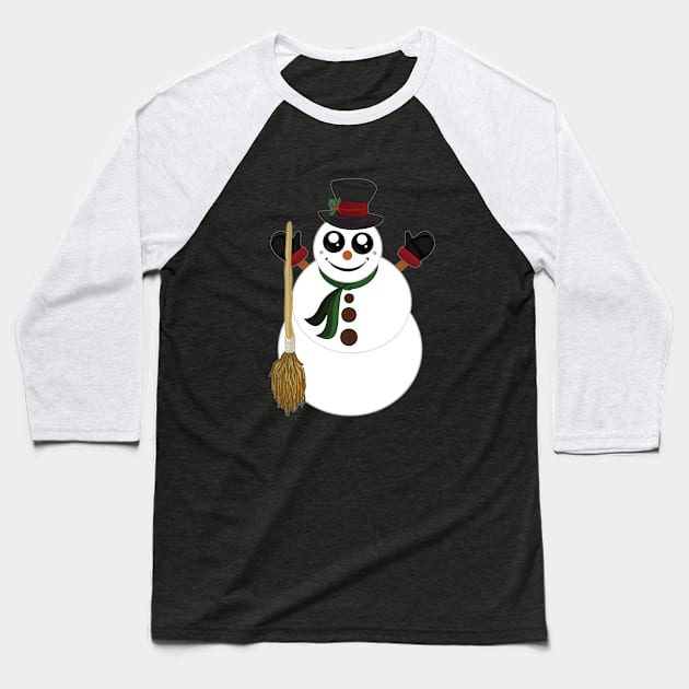 Snowman Baseball T-Shirt by adamzworld